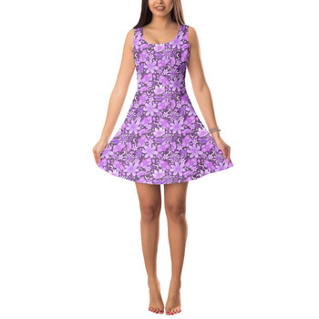 Sleeveless Flared Dress - Purple Crystal Moths