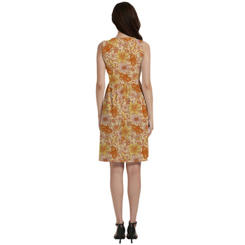 Button Front Pocket Dress - Orange Crystal Moths