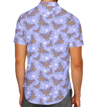 Men's Button Down Short Sleeve Shirt - Blooming Bats