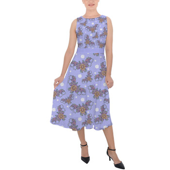 Belted Chiffon Midi Dress - Blooming Bats