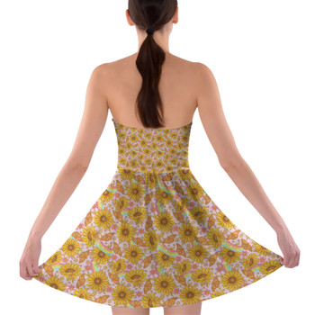 Sweetheart Strapless Skater Dress - Sunflower Dreams