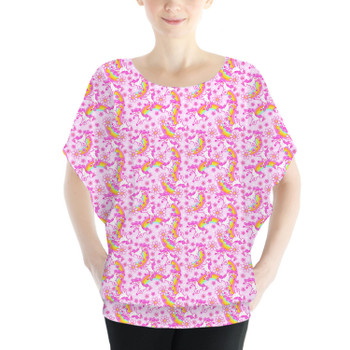 Batwing Chiffon Top - Unicorn Rainbows