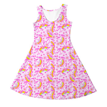 Girls Sleeveless Dress - Unicorn Rainbows