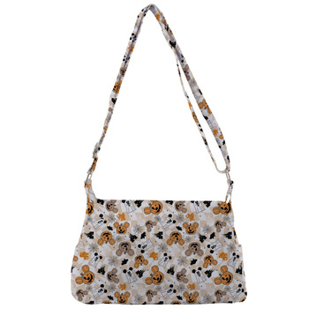 Shoulder Pocket Bag - Checkered Halloween Mouse Ear Ghosts & Pumpkins