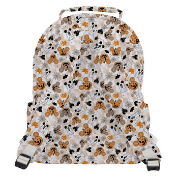 Pocket Backpack - Checkered Halloween Mouse Ear Ghosts & Pumpkins