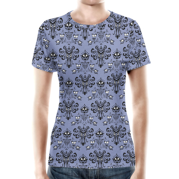 Women's Cotton Blend T-Shirt - Haunted Mansion Wallpaper