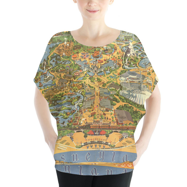 Batwing Chiffon Top - Disneyland Vintage Map