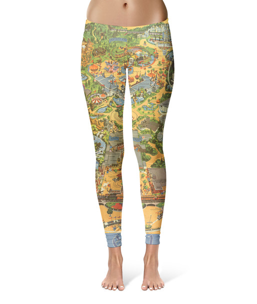 Sport Leggings - Disneyland Vintage Map