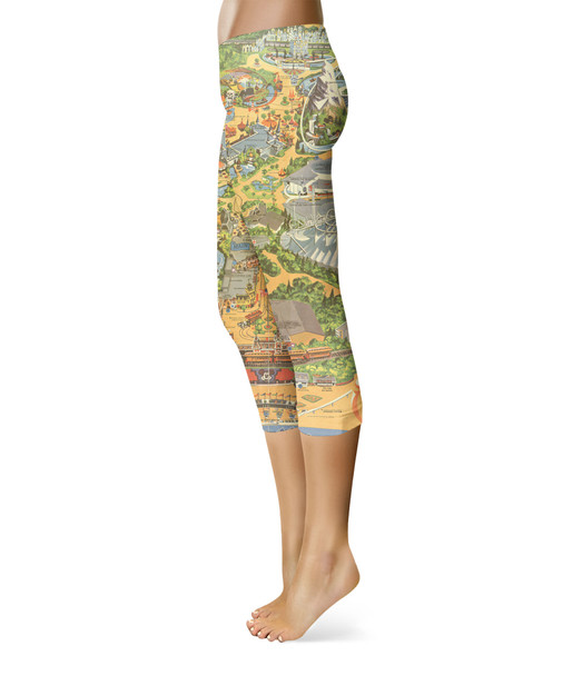 Sport Capri Leggings - Disneyland Vintage Map