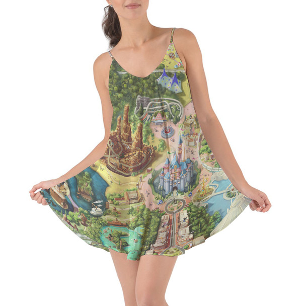 Beach Cover Up Dress - Disneyland Colorful Map