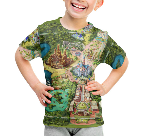 Youth Cotton Blend T-Shirt - Disneyland Colorful Map