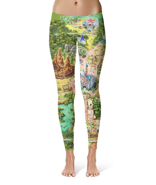 Sport Leggings - Disneyland Colorful Map