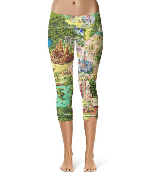 Sport Capri Leggings - Disneyland Colorful Map