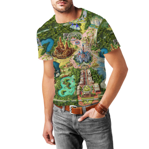 Men's Sport Mesh T-Shirt - Disneyland Colorful Map