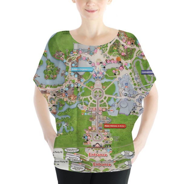 Batwing Chiffon Top - Magic Kingdom Map