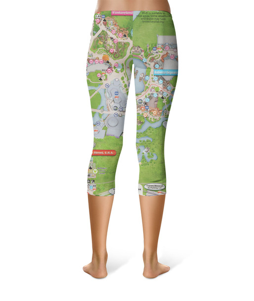 Sport Capri Leggings - Magic Kingdom Map