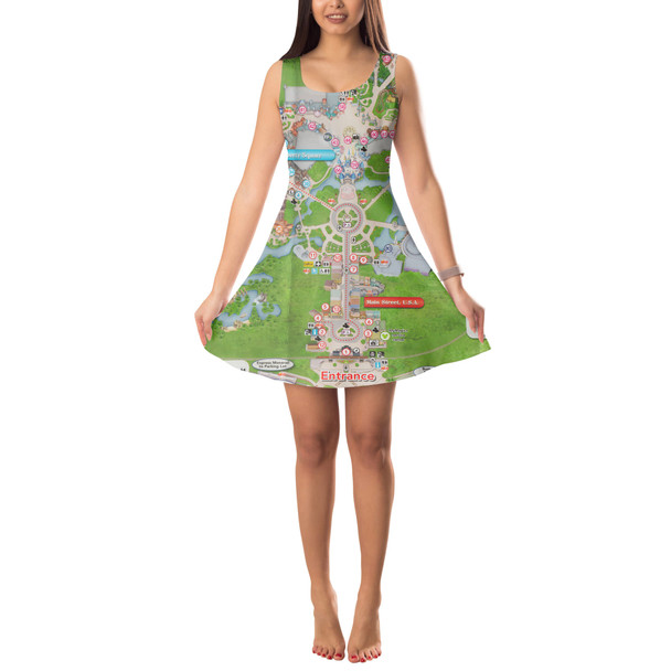 Sleeveless Flared Dress - Magic Kingdom Map