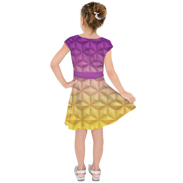 Girls Short Sleeve Skater Dress - Epcot Spaceship Earth