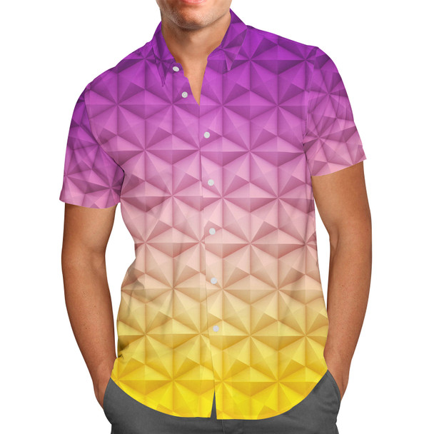 Men's Button Down Short Sleeve Shirt - Epcot Spaceship Earth