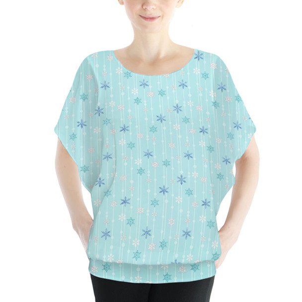 Batwing Chiffon Top - Frozen Ice Queen Snow Flakes