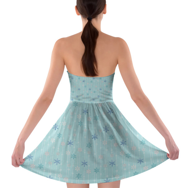 Sweetheart Strapless Skater Dress - Frozen Ice Queen Snow Flakes