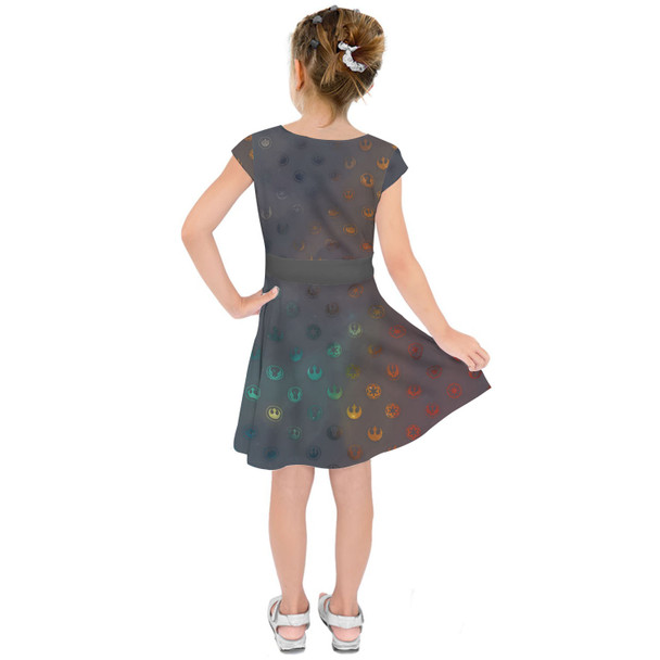 Girls Short Sleeve Skater Dress - Galaxy Far Away