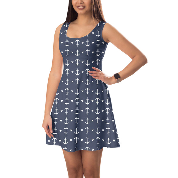 Sleeveless Flared Dress - Anchors Mouse Ears