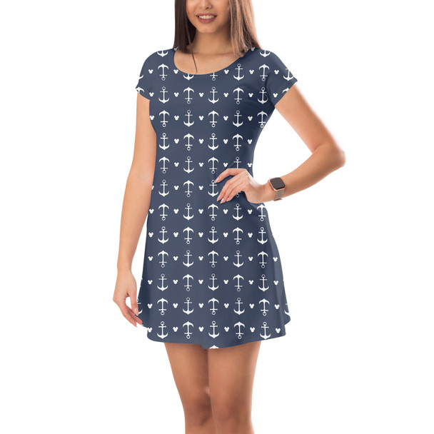 Short Sleeve Dress - Anchors Mouse Ears