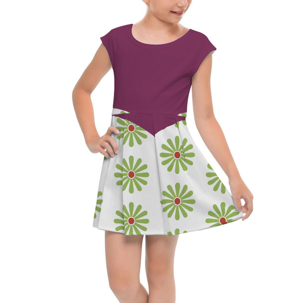 Girls Cap Sleeve Pleated Dress - Haunted Mansion Tightrope Walker