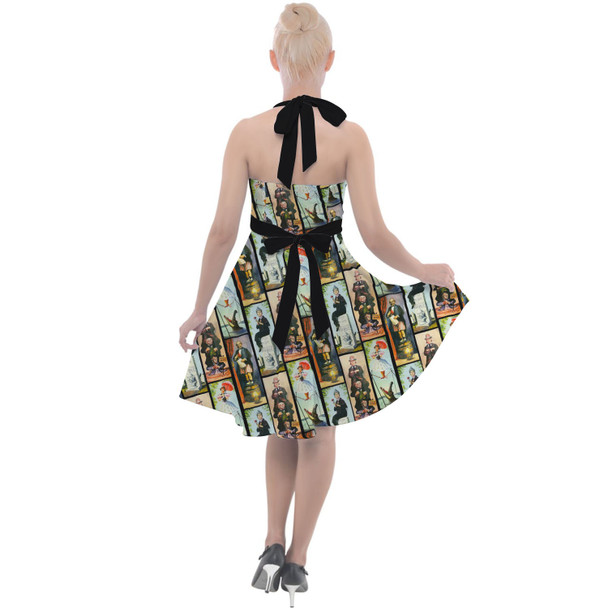 Halter Vintage Style Dress - Haunted Mansion Stretch Paintings