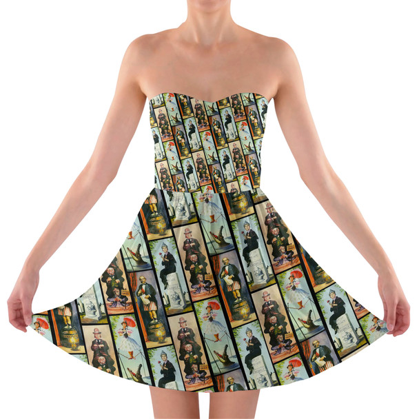 Sweetheart Strapless Skater Dress - Haunted Mansion Stretch Paintings