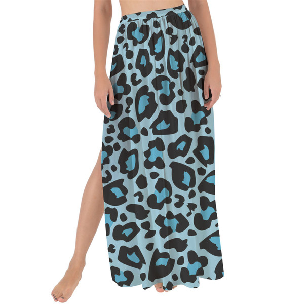 Maxi Sarong Skirt - Ken's Bright Blue Leopard Print