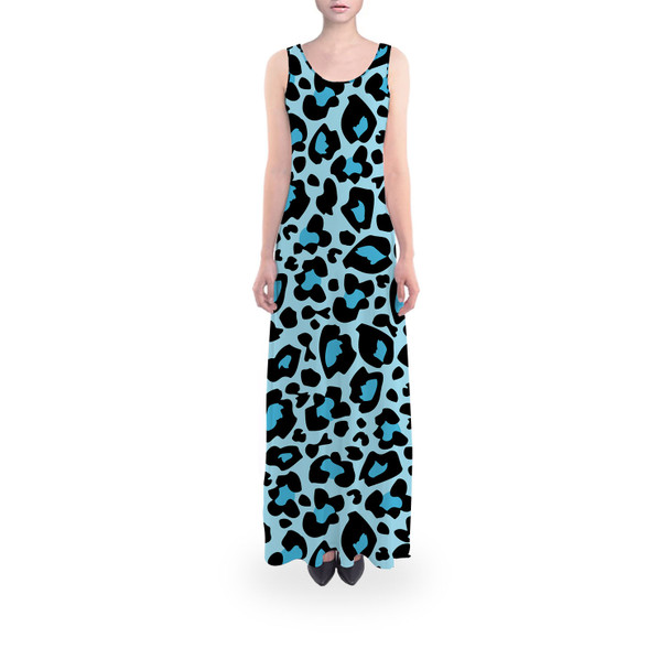 Flared Maxi Dress - Ken's Bright Blue Leopard Print