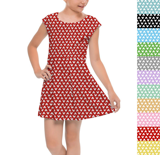 Girls Cap Sleeve Pleated Dress - Mouse Ears Polka Dots