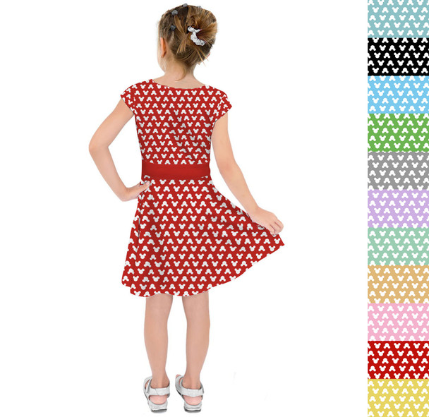 Girls Short Sleeve Skater Dress - Mouse Ears Polka Dots