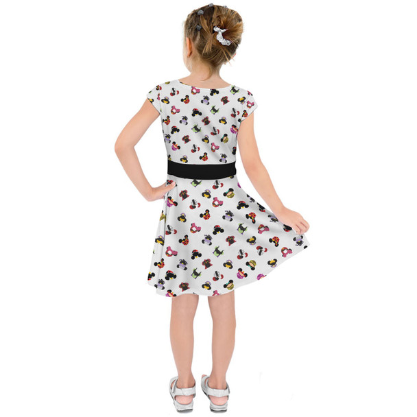 Girls Short Sleeve Skater Dress - Villains Mouse Ears