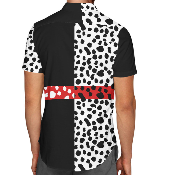 Men's Button Down Short Sleeve Shirt - Cruella de Vil Villains Inspired