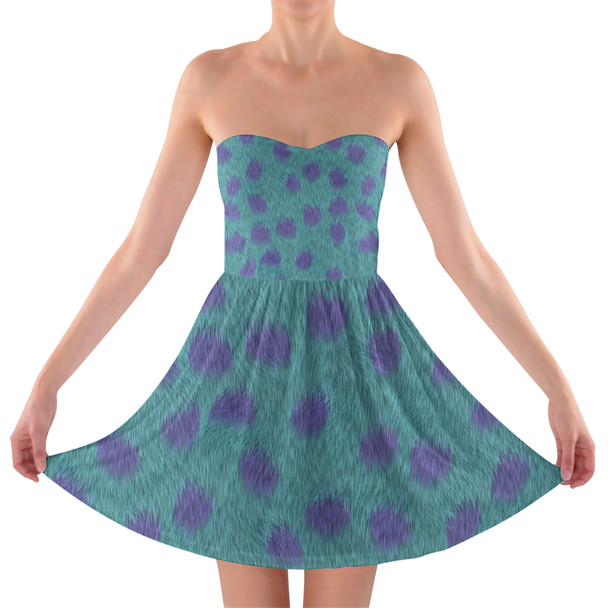 Sweetheart Strapless Skater Dress - Sully Fur Monsters Inc Inspired