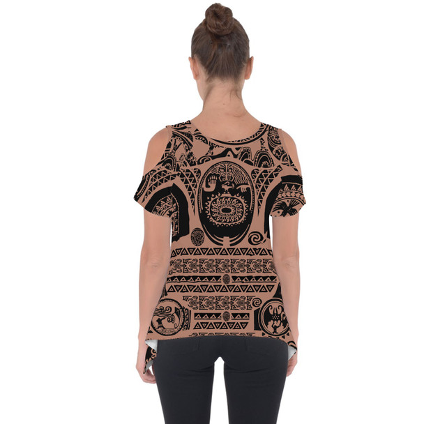 Cold Shoulder Tunic Top - Maui Tattoos Moana Inspired