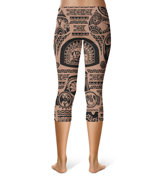 Sport Capri Leggings - Maui Tattoos Moana Inspired