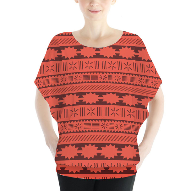 Batwing Chiffon Top - Moana Tribal Print