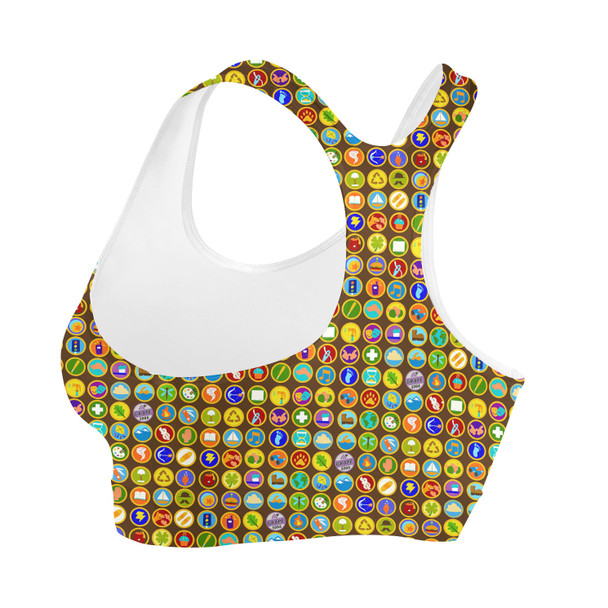 Sports Bra - Wilderness Explorer Badges Up Inspired