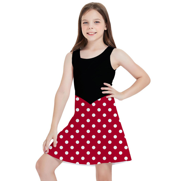 Girls Sleeveless Dress - Minnie Rock The Dots