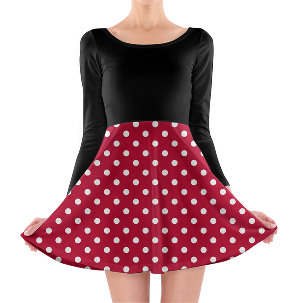 Longsleeve Skater Dress - Minnie Rock The Dots