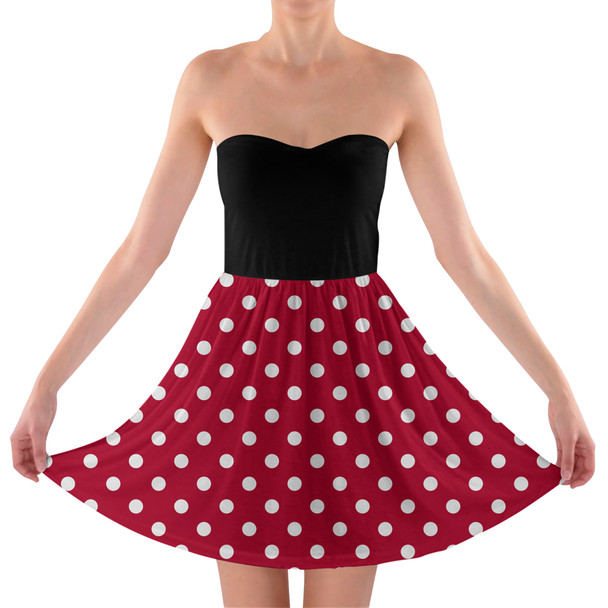 Sweetheart Strapless Skater Dress - Minnie Rock The Dots