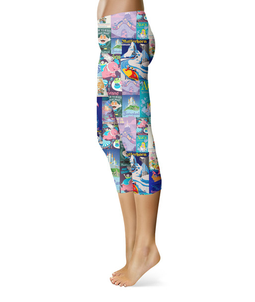 Sport Capri Leggings - Fantasyland Vintage Attraction Posters