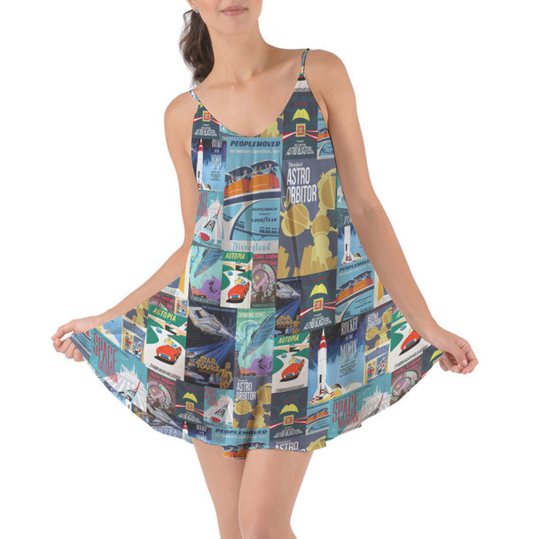 Beach Cover Up Dress - Tomorrowland Vintage Attraction Posters