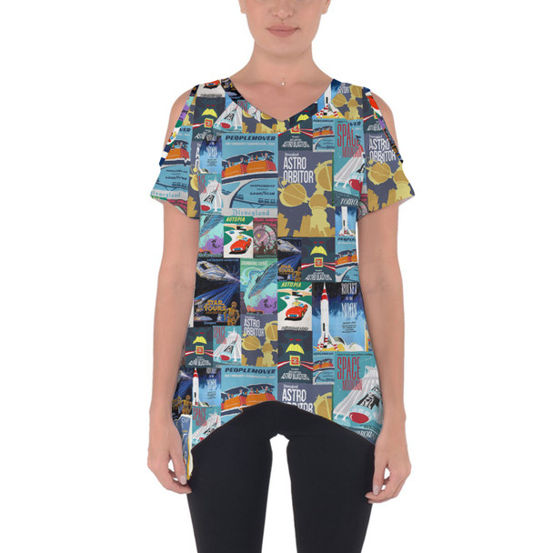 Cold Shoulder Tunic Top - Tomorrowland Vintage Attraction Posters