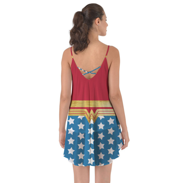Beach Cover Up Dress - Wonder Woman Super Hero Inspired