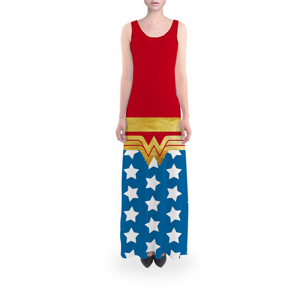 Flared Maxi Dress - Wonder Woman Super Hero Inspired